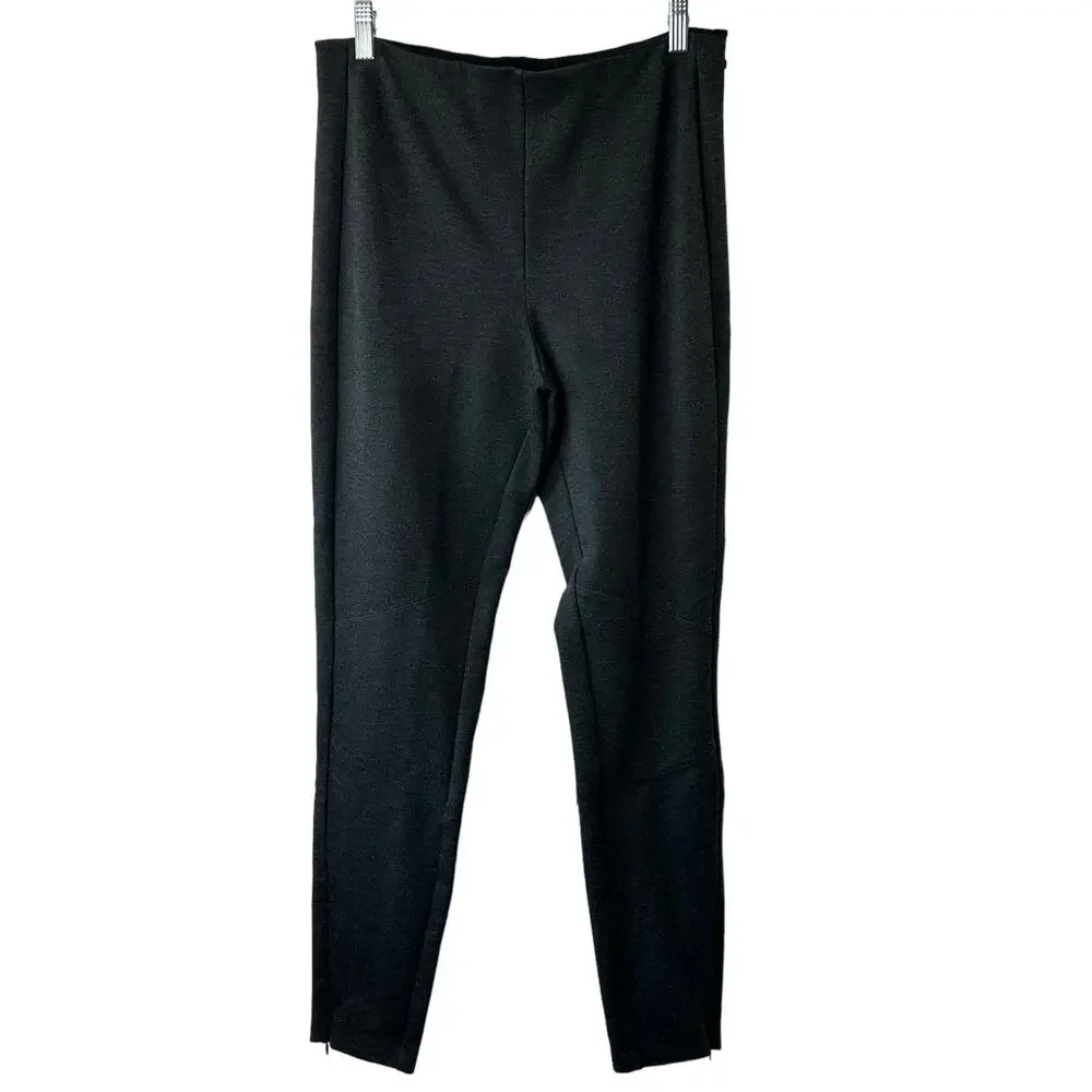 Polo Ralph Lauren Charcoal Gray Stretchy Pull-On Fitted Pants Zip Hems Womens 10